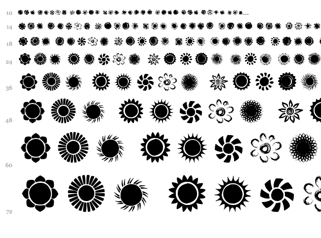 Suns and Stars font waterfall